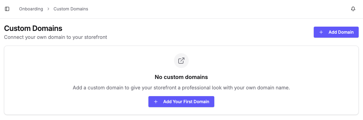 The Custom Domains page